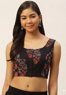 Black Printed Cotton Blouse