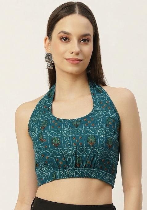 Green Printed Cotton Blouse