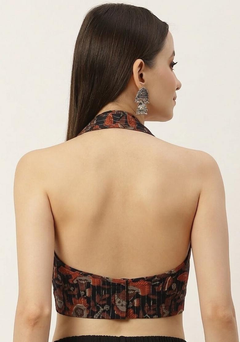 Rust Printed Cotton Blouse - Indya