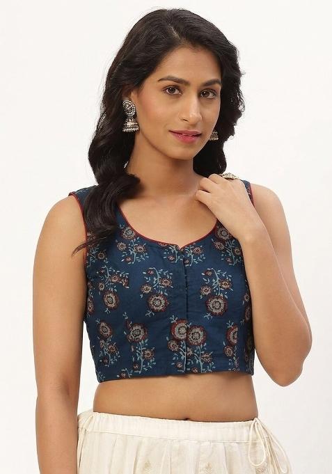 Blue Printed Cotton Blouse