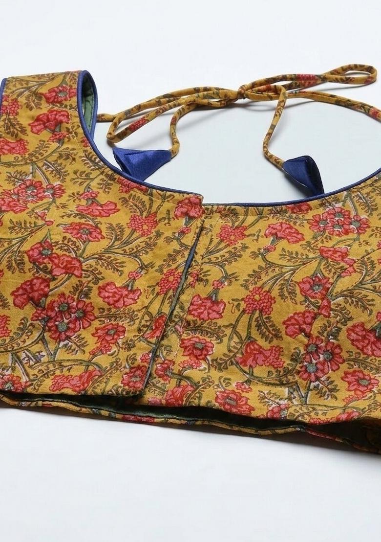 Yellow Printed Cotton Blouse - Indya