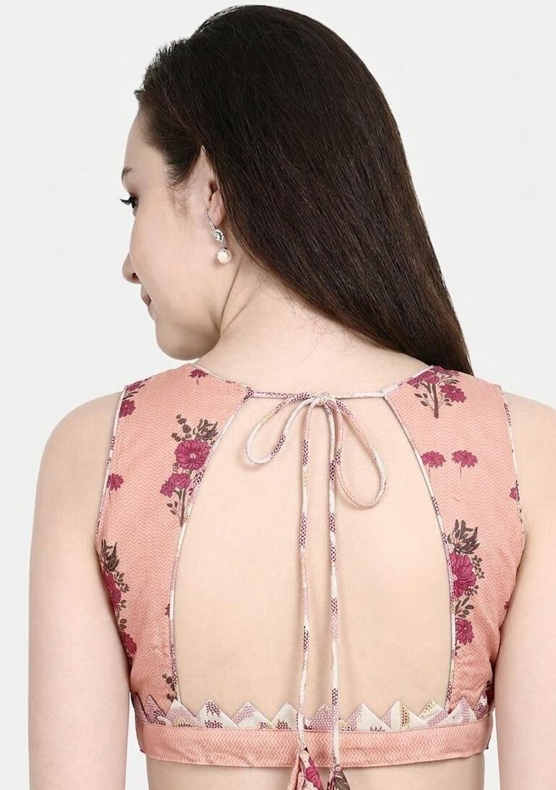 Peach Printed Cotton Blouse - Indya