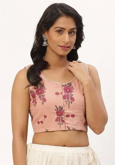 Peach Printed Cotton Blouse