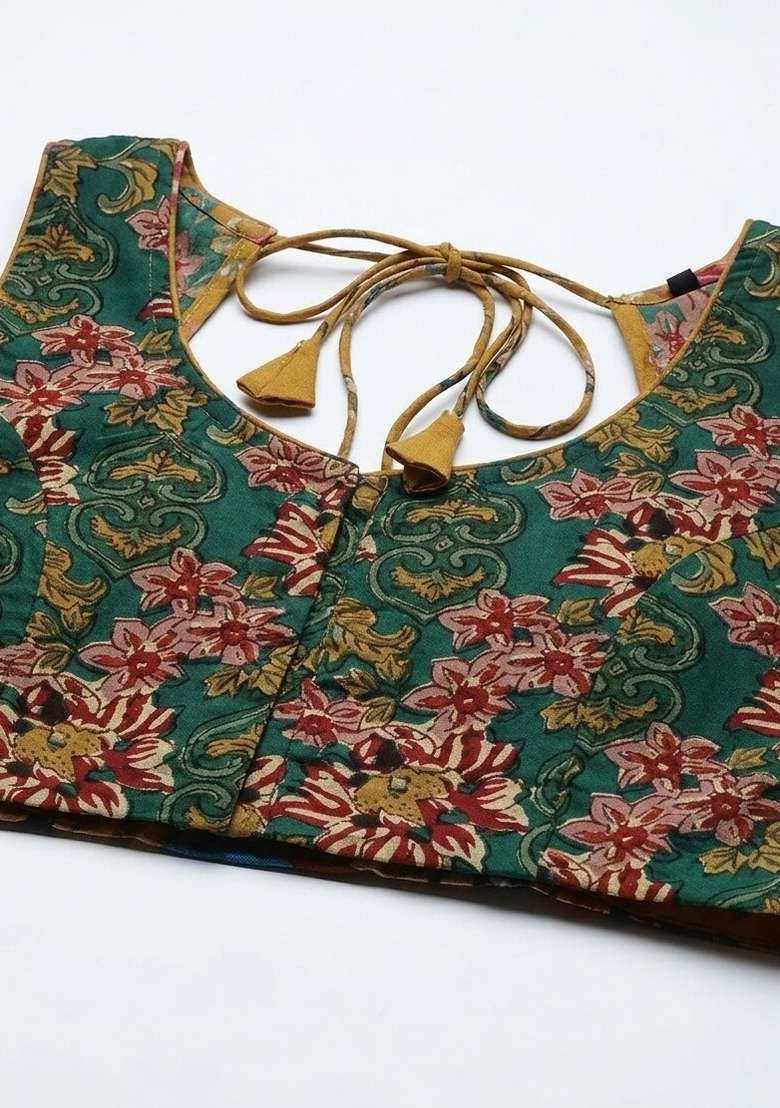 Green Printed Cotton Blouse - Indya