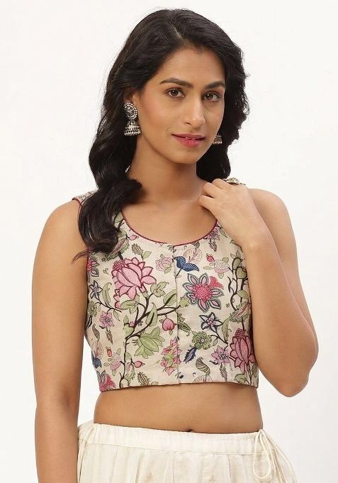 White Printed Cotton Blouse