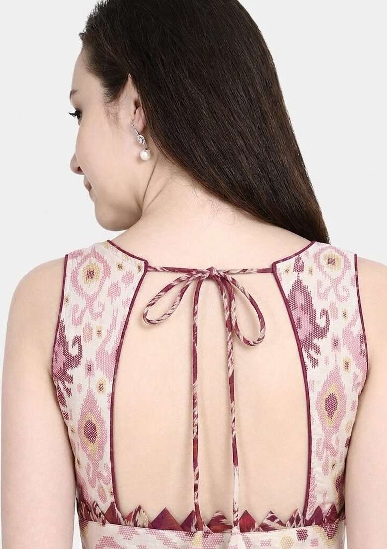 White Printed Cotton Blouse - Indya