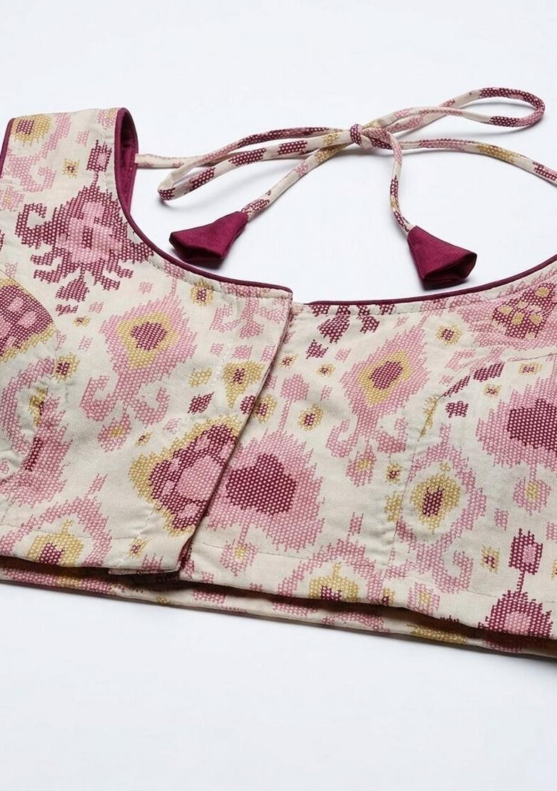 White Printed Cotton Blouse - Indya