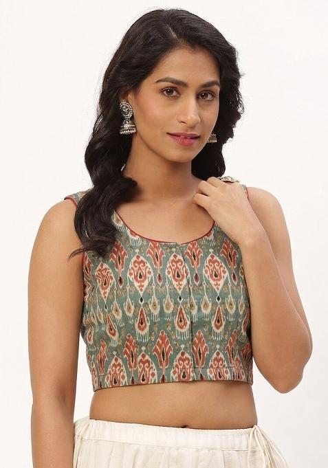 Green Printed Cotton Blouse