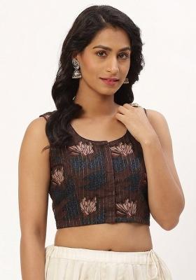 Brown Printed Cotton Blouse