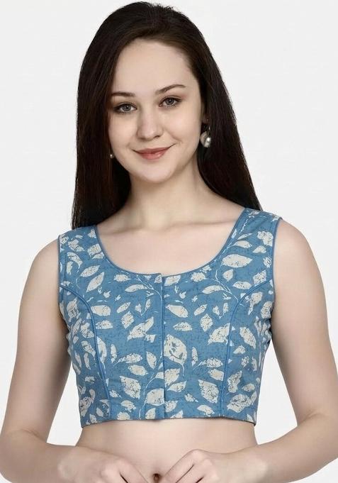 Blue Printed Cotton Blouse