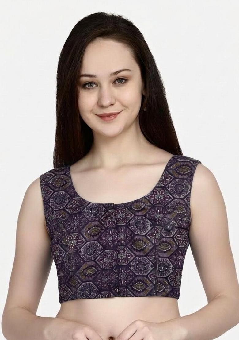 Pink Printed Cotton Blouse - Indya