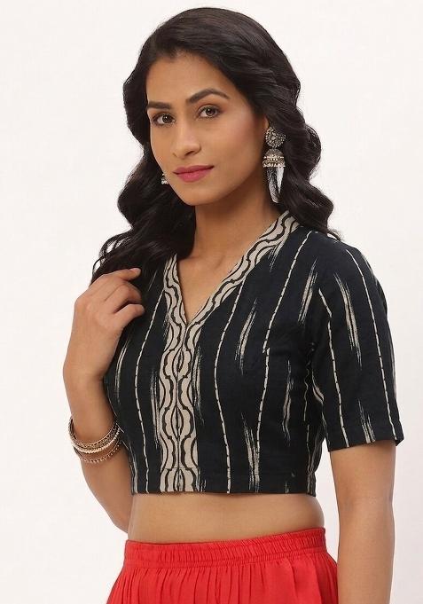 Black Printed Cotton Blouse