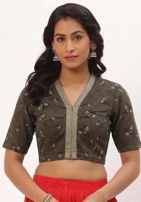 Brown Printed Cotton Blouse