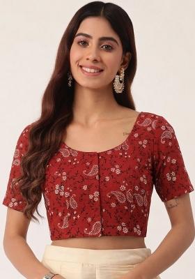 Red Printed Cotton Blouse