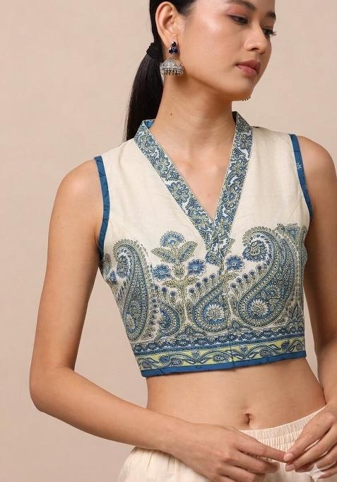 Blue Printed Cotton Blouse