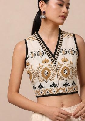 White Printed Cotton Blouse