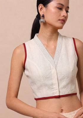 White Printed Cotton Blouse