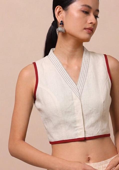 White Printed Cotton Blouse