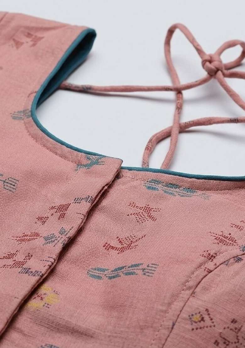 Pink Printed Cotton Blouse - Indya