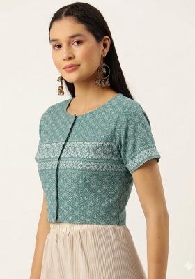 Green Printed Cotton Blouse