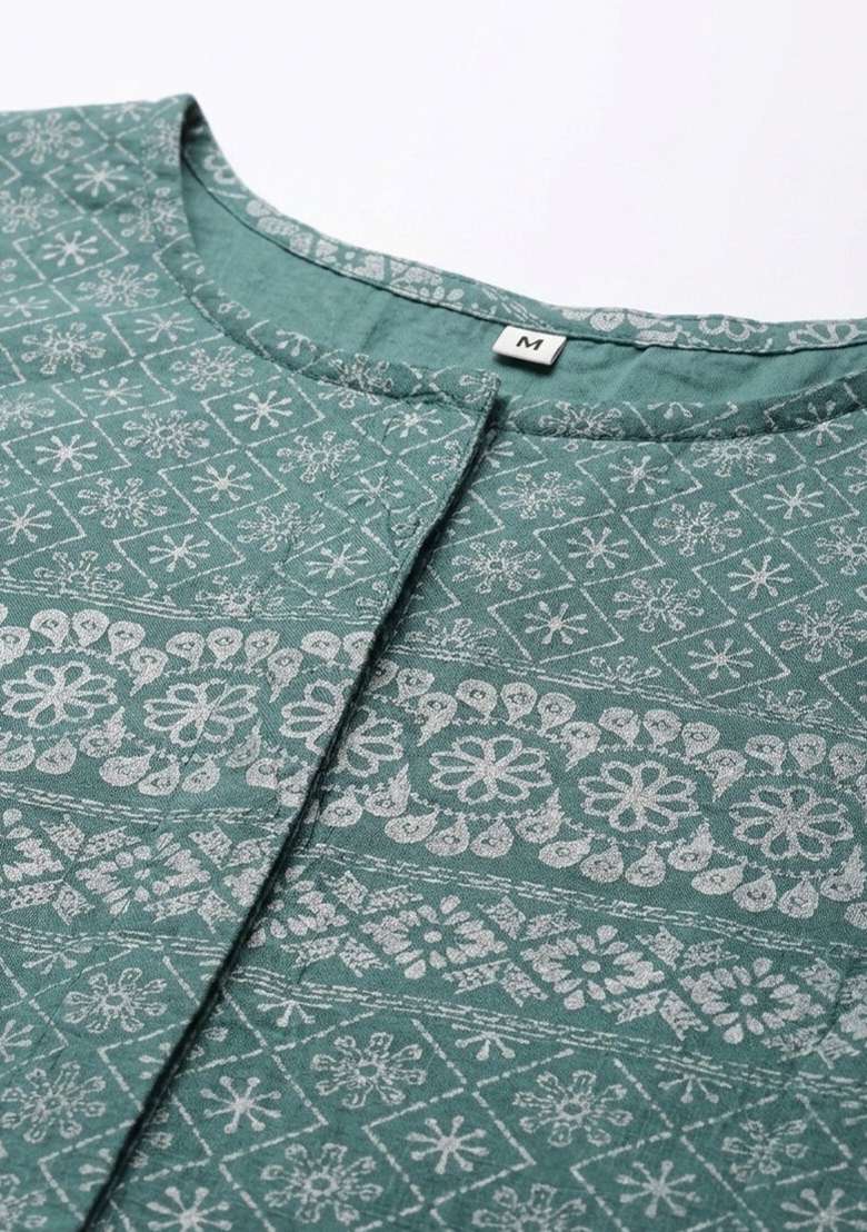 Green Printed Cotton Blouse - Indya