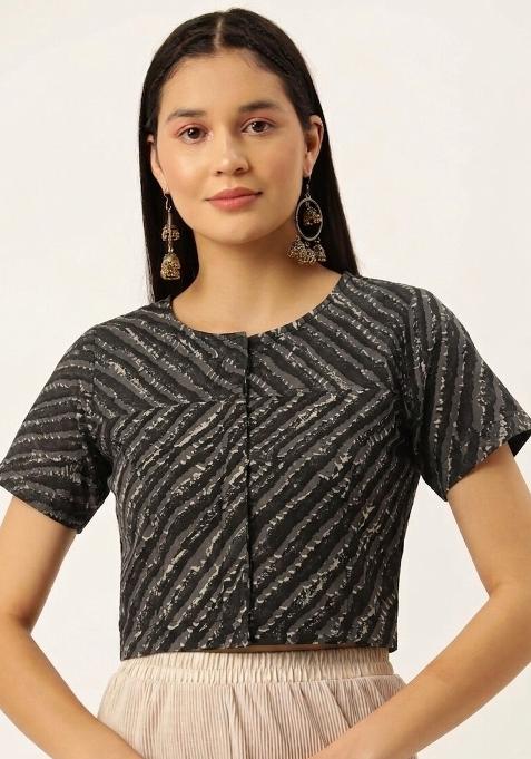 Black Printed Cotton Blouse