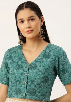 Green Printed Cotton Blouse