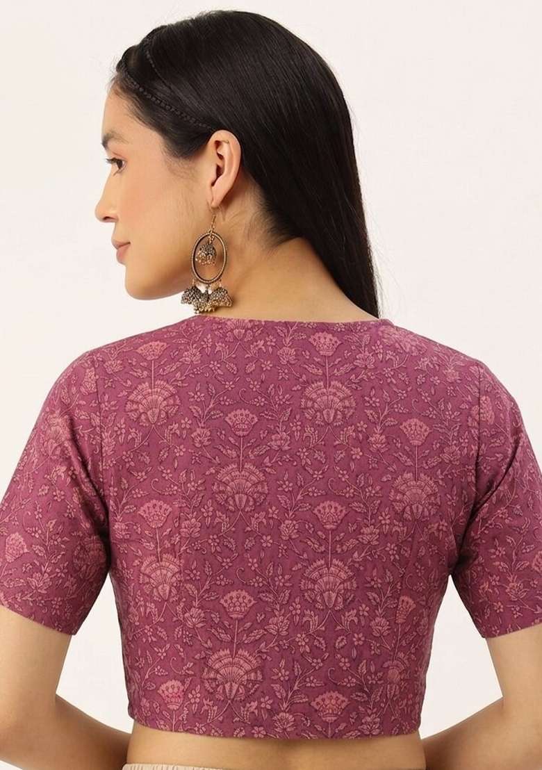 Pink Printed Cotton Blouse - Indya