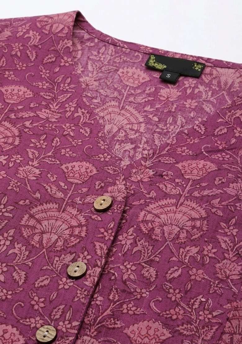 Pink Printed Cotton Blouse - Indya
