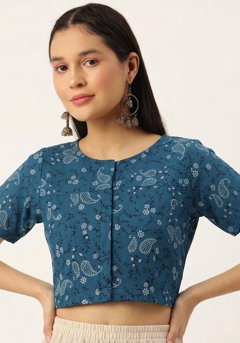 Blue Printed Cotton Blouse