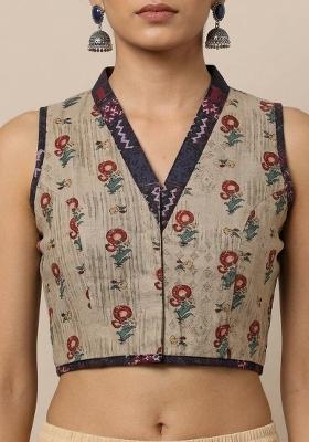 Beige Printed Cotton Blouse