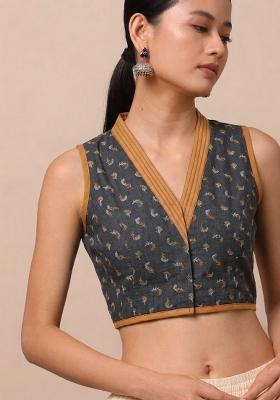 Grey Printed Cotton Blouse