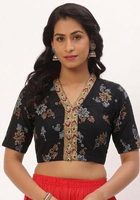 Black Printed Cotton Blouse