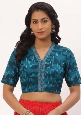 Blue Printed Cotton Blouse