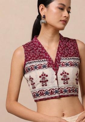 White Printed Cotton Blouse