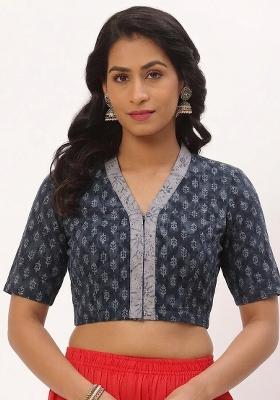 Grey Printed Cotton Blouse