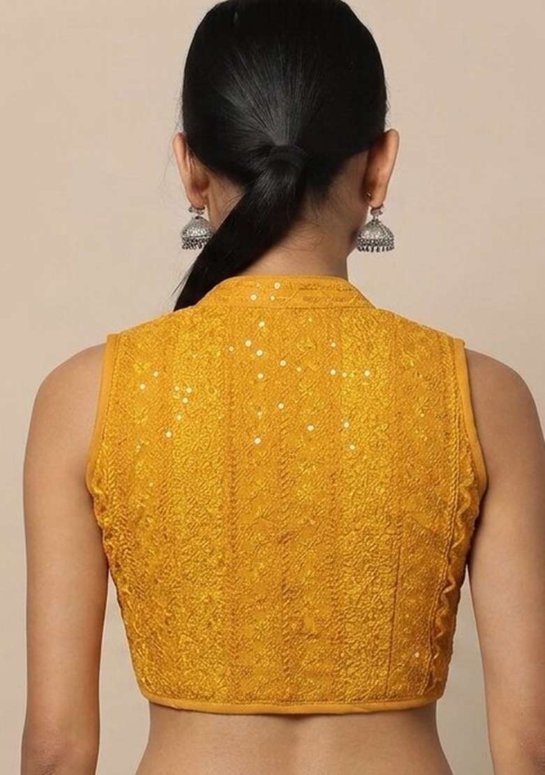 Yellow Printed Cotton Blouse - Indya