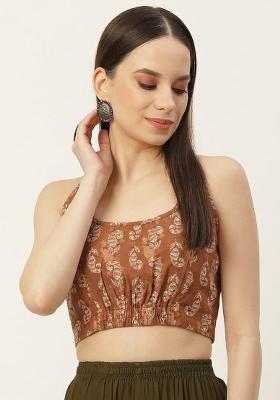 Brown Printed Cotton Blouse