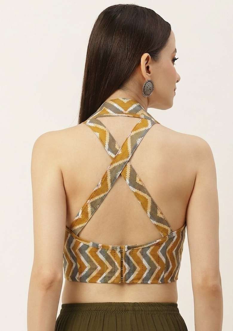 Yellow Printed Cotton Blouse - Indya