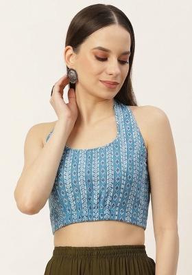 Blue Printed Cotton Blouse