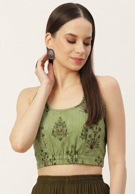 Green Printed Cotton Blouse