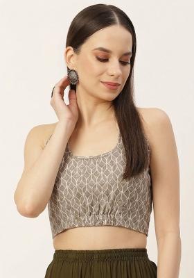Beige Printed Cotton Blouse