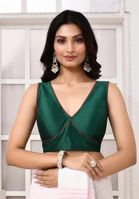 Green Designer Silk Blouse