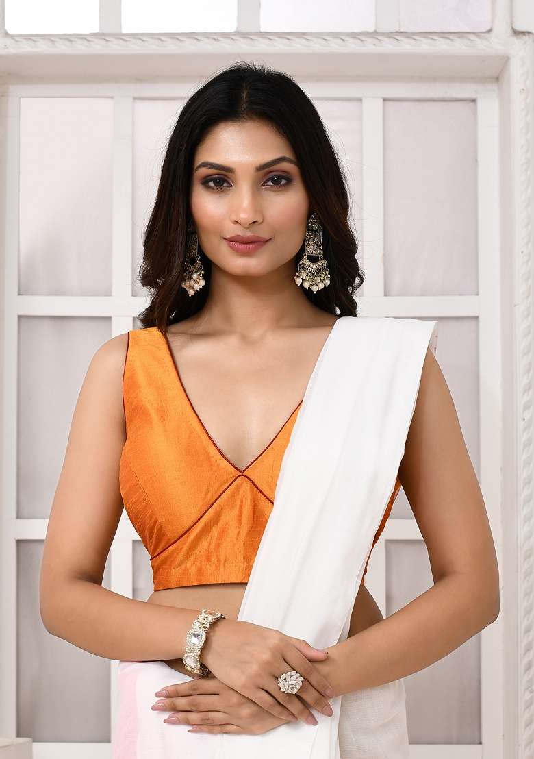 Yellow Designer Silk Blouse - Indya