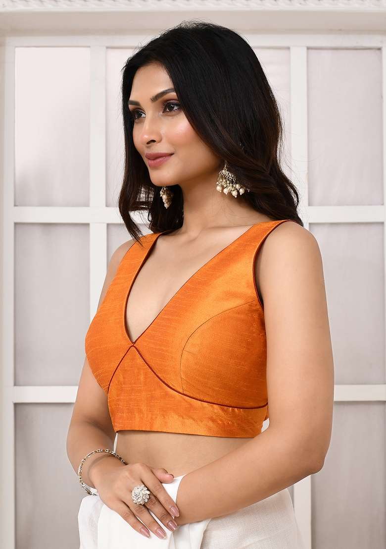 Yellow Designer Silk Blouse - Indya