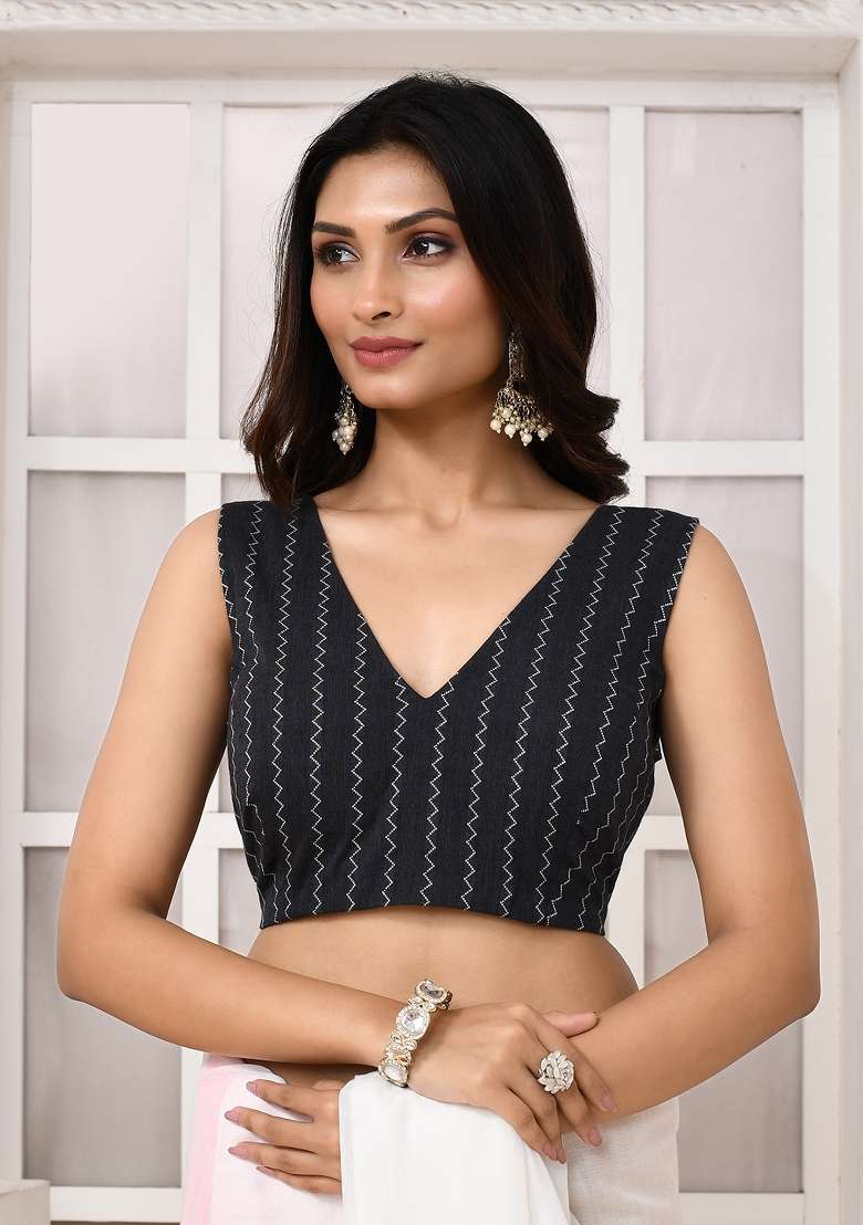 Grey Designer Cotton Blouse - Indya
