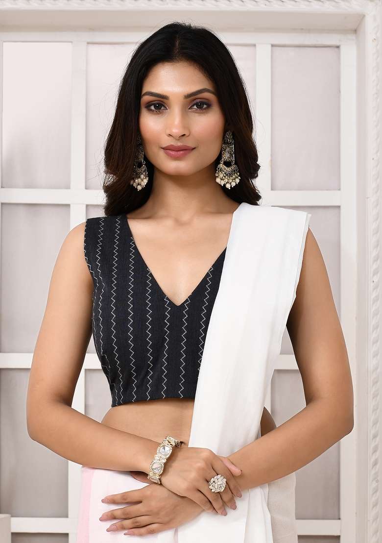 Grey Designer Cotton Blouse - Indya