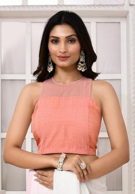Baby Pink Designer Silk Blouse