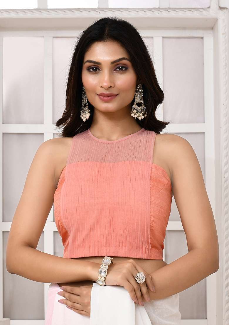 Baby Pink Designer Silk Blouse - Indya