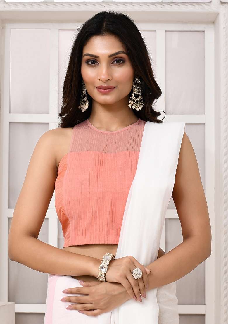 Baby Pink Designer Silk Blouse - Indya